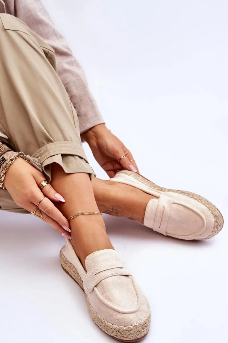 Damskie Zamszowe Espadryle Jasnobeżowe Keyla