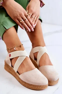 Damskie Zamszowe Espadryle Big Star JJ276038 Beżowe