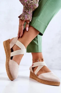 Damskie Zamszowe Espadryle Big Star JJ276038 Beżowe