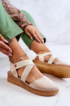 Damskie Zamszowe Espadryle Big Star JJ276038 Beżowe