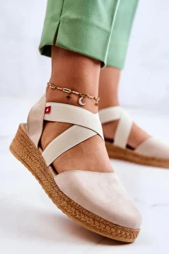 Damskie Zamszowe Espadryle Big Star JJ276038 Beżowe