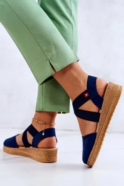 Damskie Zamszowe Espadryle Big Star JJ276037 Granatowe
