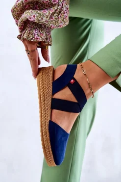 Damskie Zamszowe Espadryle Big Star JJ276037 Granatowe