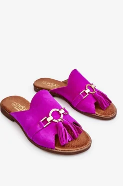 Damskie Zamszowe Klapki Lewski Shoes 3226 Fuksja