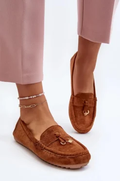 Damskie Zamszowe Klasyczne Mokasyny Camel Ontala