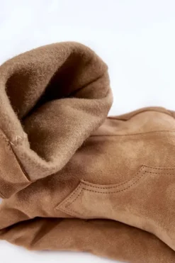 Damskie Zamszowe Kozaki Kowbojki Lewski 3094/F Ciemnobeżowe