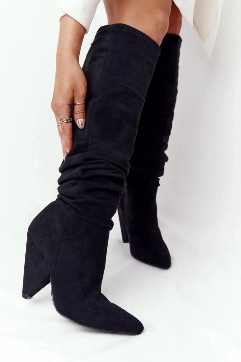 Damskie Zamszowe Kozaki Lu Boo Czarne