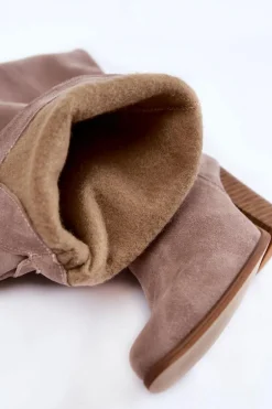 Damskie Zamszowe Kozaki Muszkieterki Lewski 2833 Szare