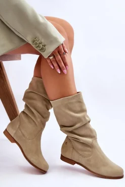 Damskie Zamszowe Kozaki Maciejka 05057-09 Jasnozielone