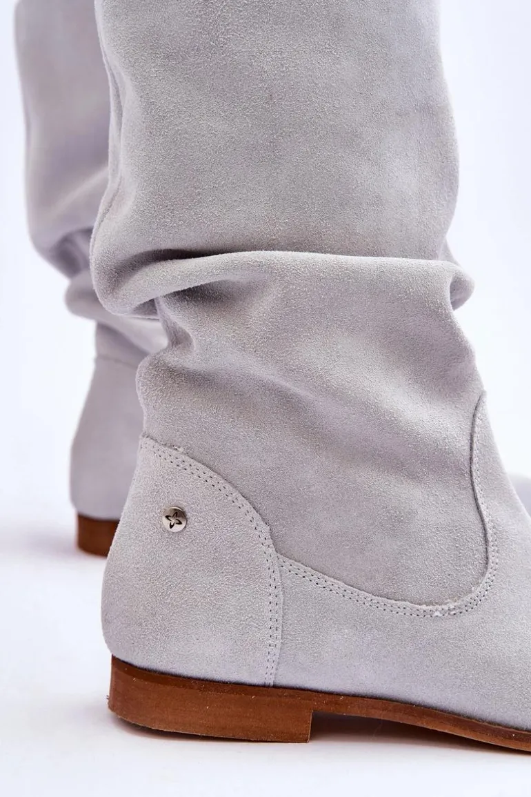 Damskie Zamszowe Kozaki Maciejka 05057-11 Jasny Miętowy