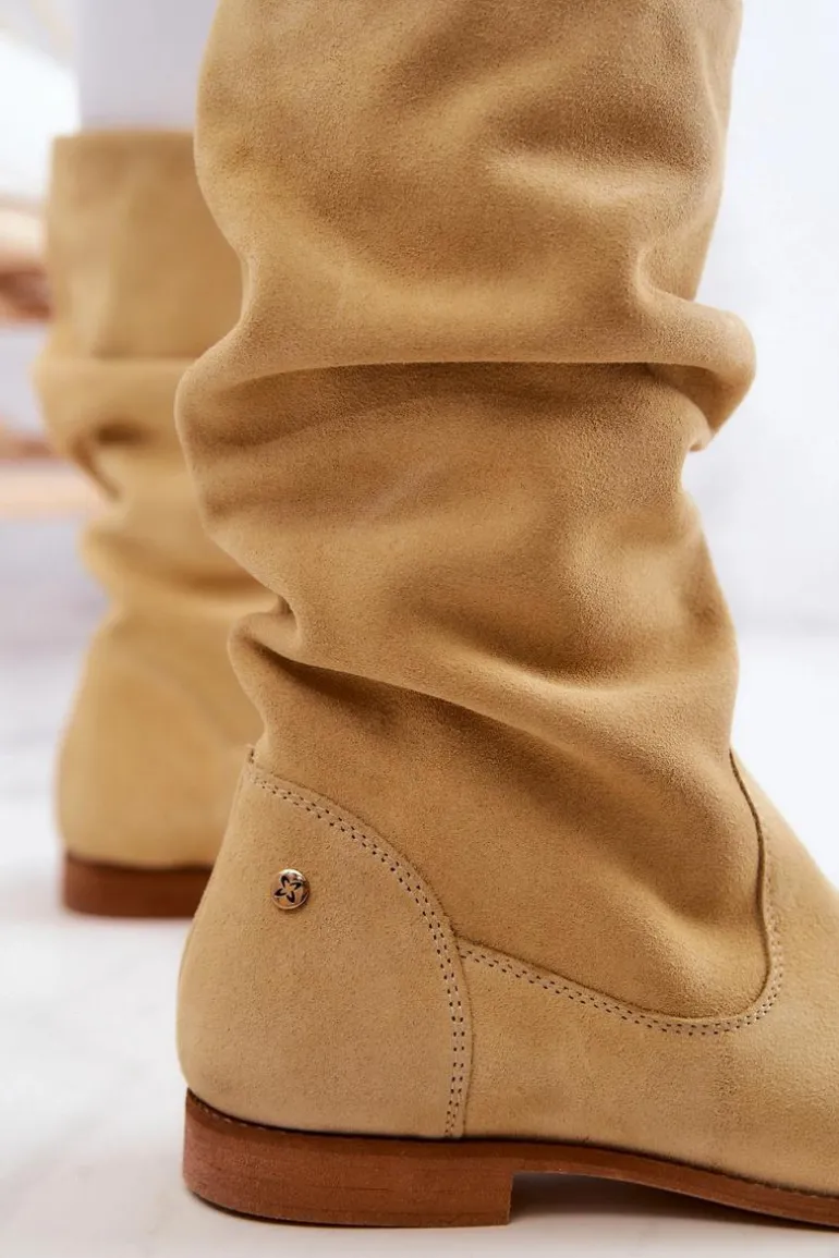 Damskie Zamszowe Kozaki Maciejka 05057-07 Żółte