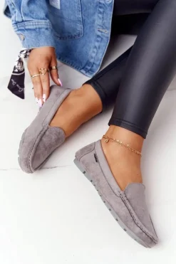 Damskie Zamszowe Mokasyny Szare San Marino