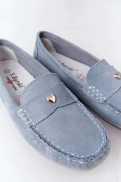 Damskie Zamszowe Mokasyny S.Barski Niebieskie