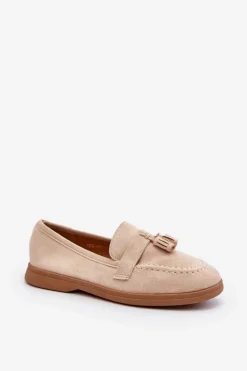 Damskie Zamszowe Mokasyny Beżowe Dansitu