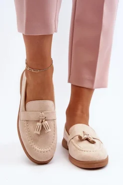 Damskie Zamszowe Mokasyny Beżowe Dansitu