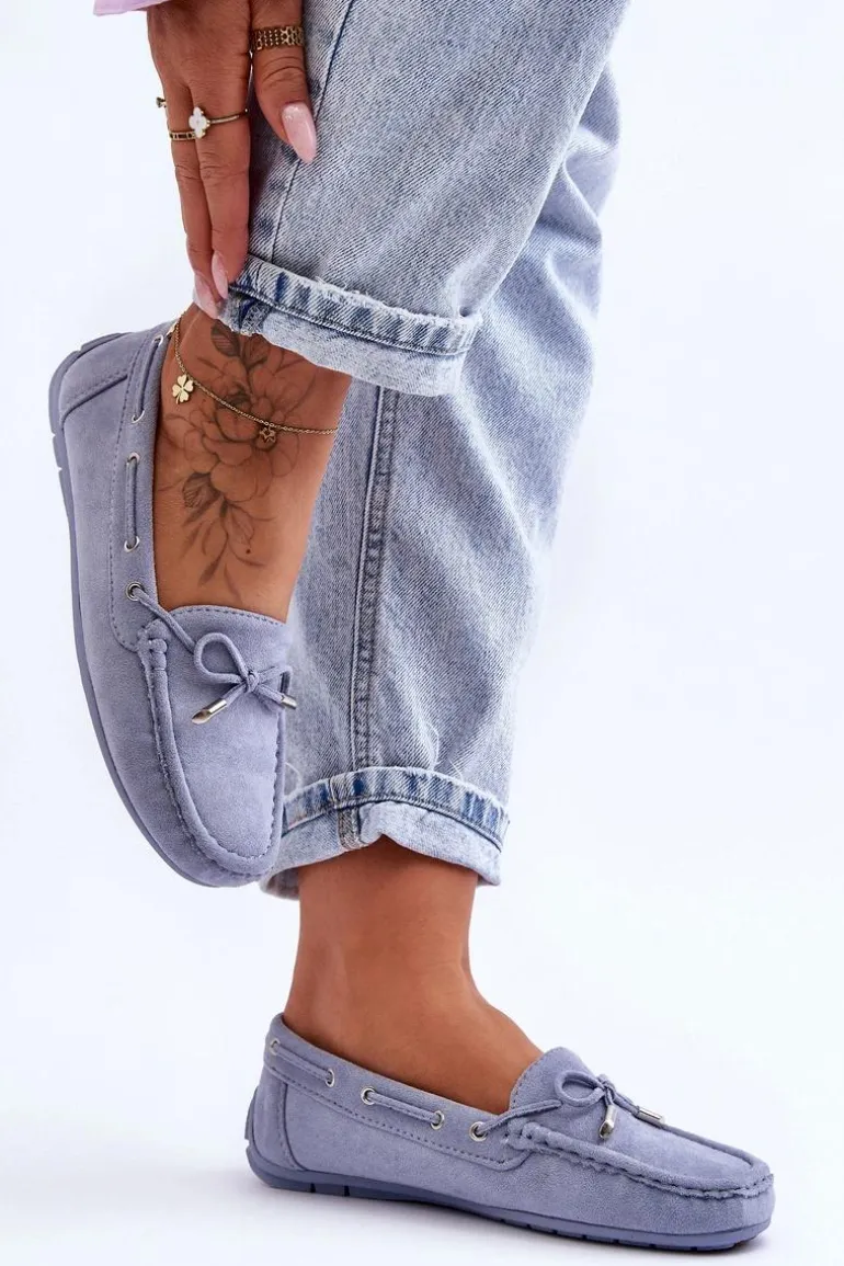 Damskie Zamszowe Mokasyny Niebieskie Si Passione