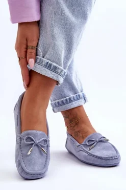 Damskie Zamszowe Mokasyny Niebieskie Si Passione