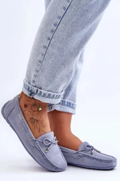 Damskie Zamszowe Mokasyny Niebieskie Si Passione