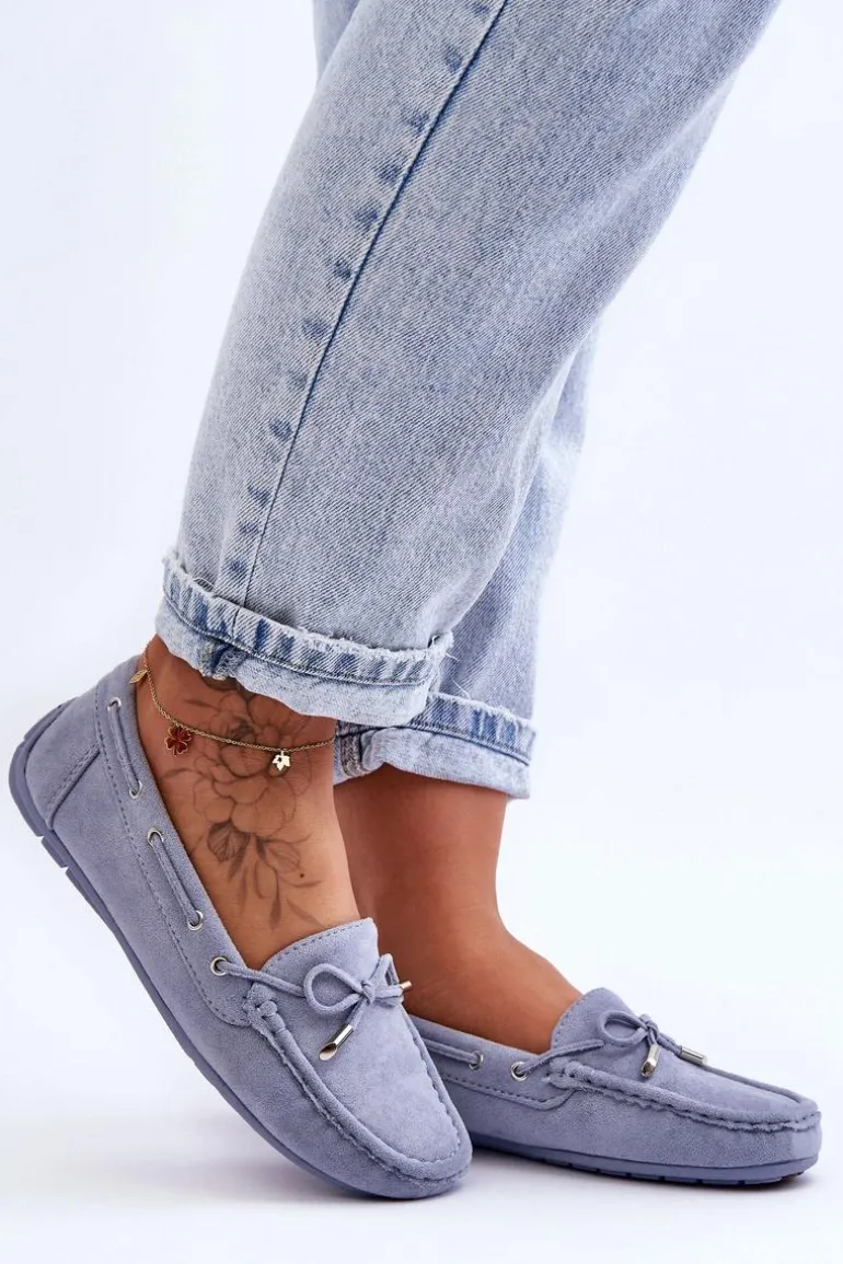 Damskie Zamszowe Mokasyny Niebieskie Si Passione