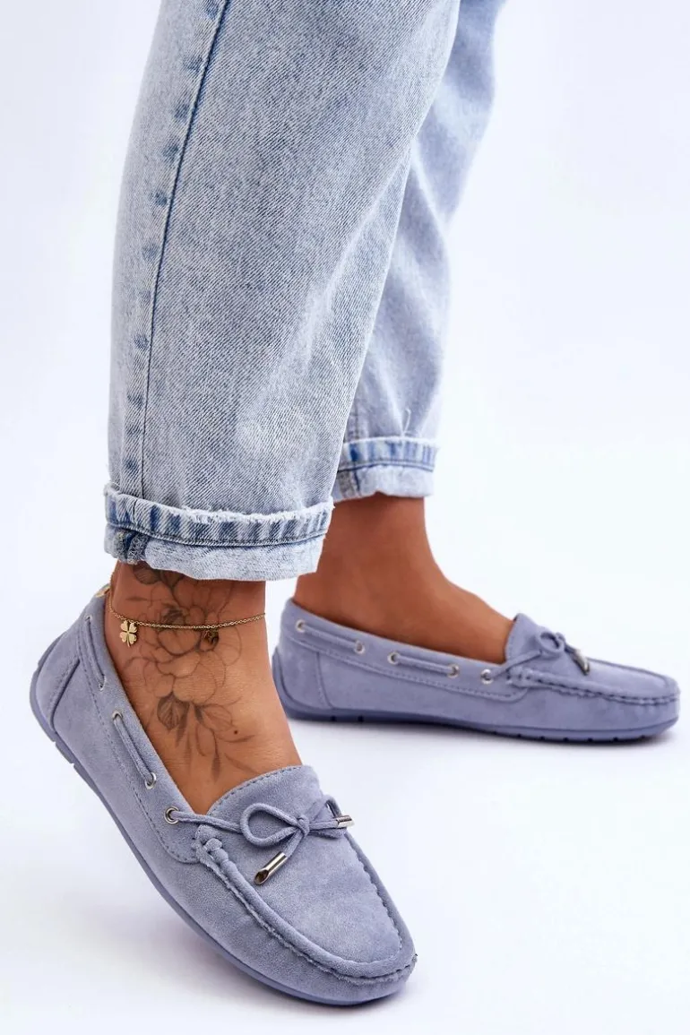 Damskie Zamszowe Mokasyny Niebieskie Si Passione