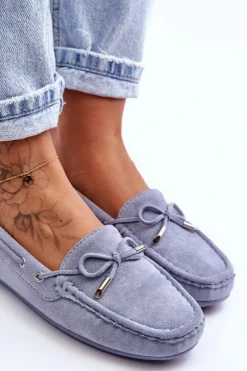 Damskie Zamszowe Mokasyny Niebieskie Si Passione