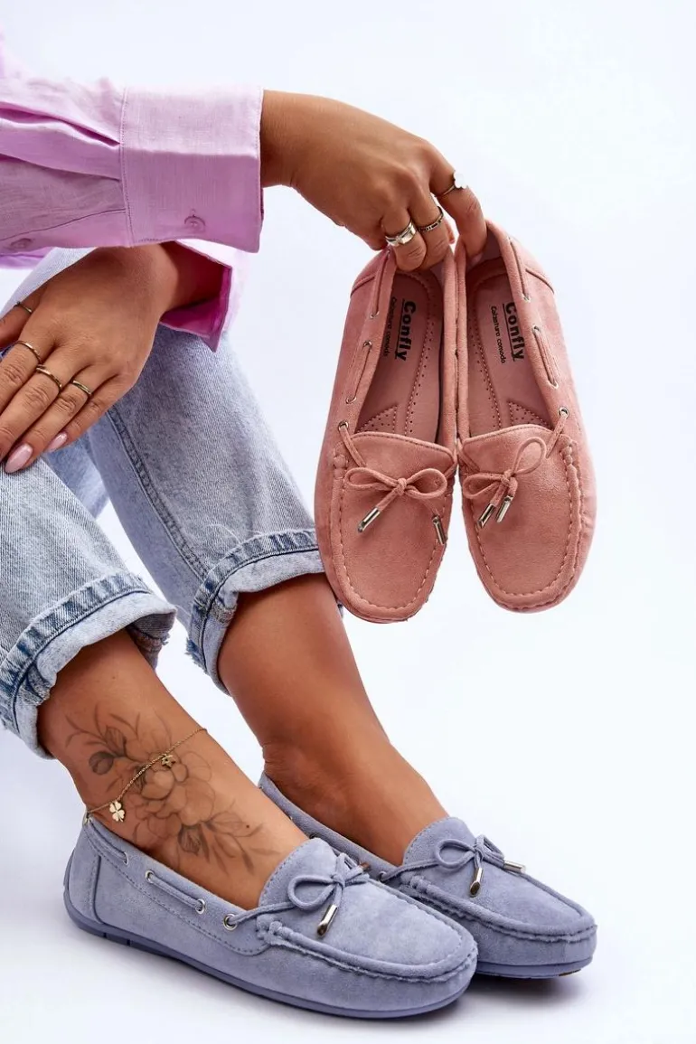 Damskie Zamszowe Mokasyny Niebieskie Si Passione