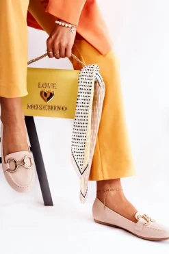 Damskie Zamszowe Mokasyny Z Ozdobą Beżowe Reality