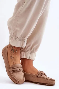 Damskie Zamszowe Mokasyny Beżowe Clorie