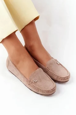 Damskie Zamszowe Mokasyny Jasny Brąz Madelyn