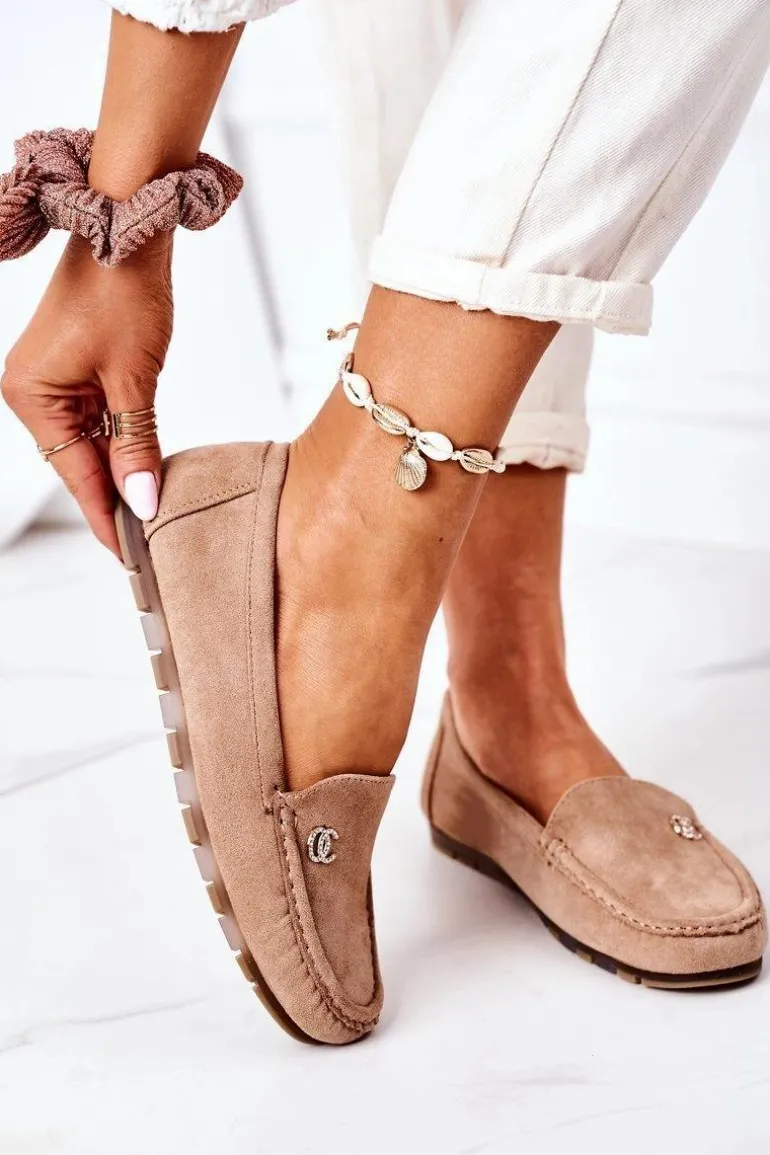 Damskie Zamszowe Mokasyny Jasny Brąz Madelyn