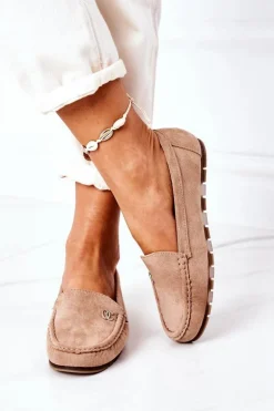 Damskie Zamszowe Mokasyny Jasny Brąz Madelyn