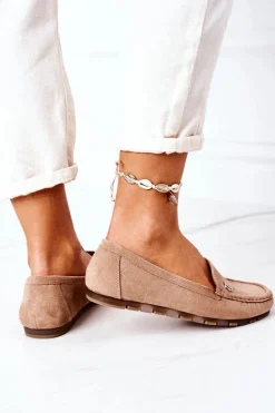 Damskie Zamszowe Mokasyny Jasny Brąz Madelyn