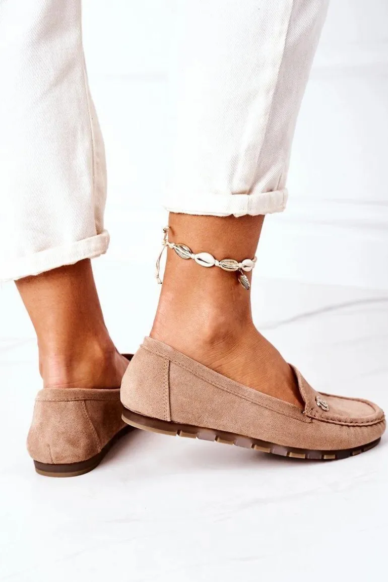 Damskie Zamszowe Mokasyny Jasny Brąz Madelyn