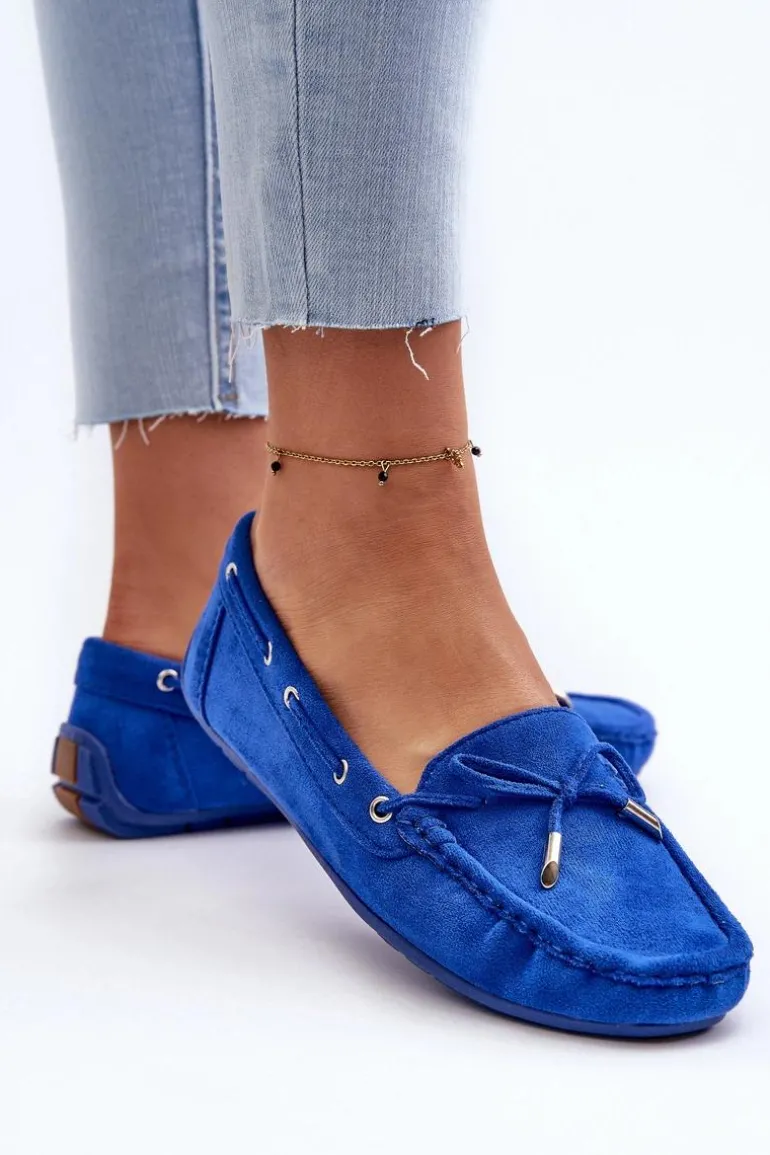 Damskie Zamszowe Mokasyny Niebieskie Si Passione