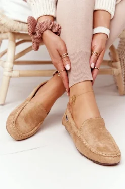 Damskie Zamszowe Mokasyny Beżowe San Marino