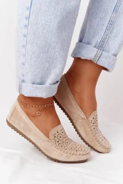 Damskie Zamszowe Mokasyny Beżowe Molly