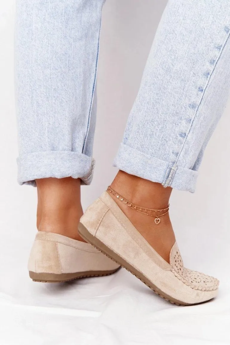 Damskie Zamszowe Mokasyny Beżowe Molly