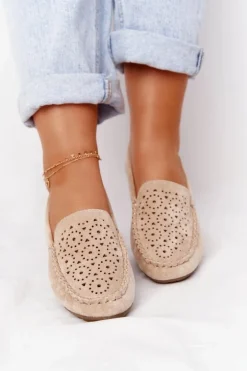 Damskie Zamszowe Mokasyny Beżowe Molly