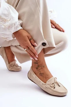 Damskie Zamszowe Mokasyny Beżowe Si Passione