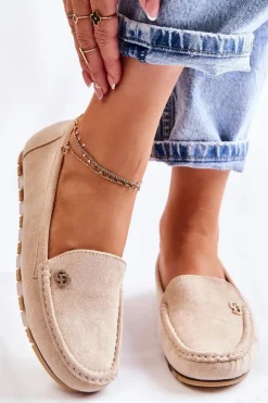 Damskie Zamszowe Mokasyny Beżowe Colena