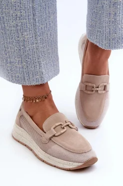Damskie Zamszowe Mokasyny D&A TW210 Beżowe