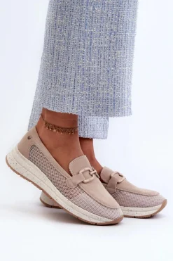 Damskie Zamszowe Mokasyny D&A TW210 Beżowe