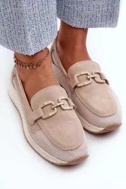 Damskie Zamszowe Mokasyny D&A TW210 Beżowe