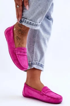 Damskie Zamszowe Mokasyny Różowe Lenvie