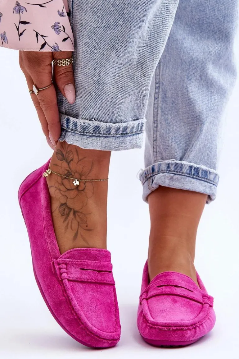 Damskie Zamszowe Mokasyny Różowe Lenvie