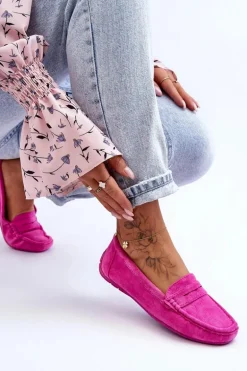 Damskie Zamszowe Mokasyny Różowe Lenvie