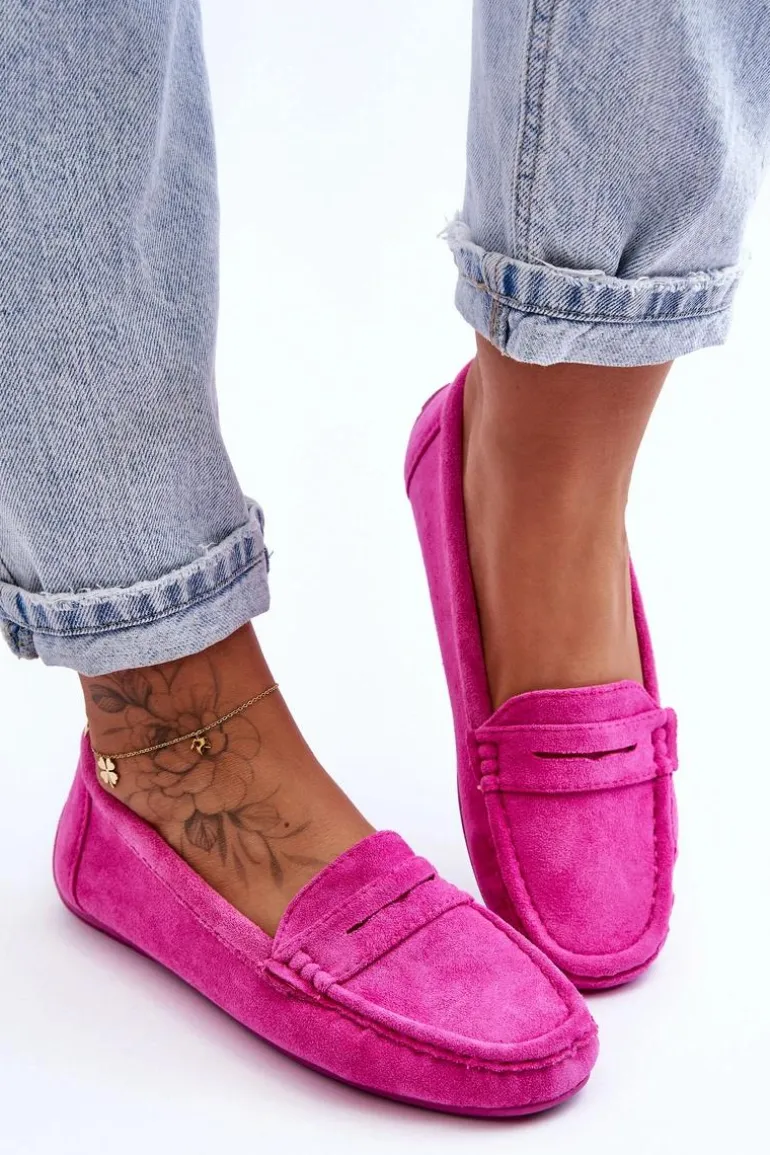 Damskie Zamszowe Mokasyny Różowe Lenvie