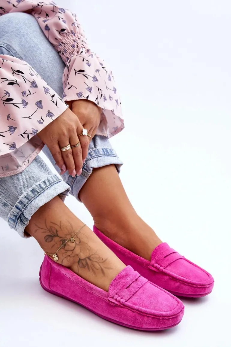 Damskie Zamszowe Mokasyny Różowe Lenvie