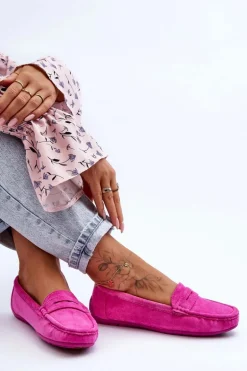 Damskie Zamszowe Mokasyny Różowe Lenvie
