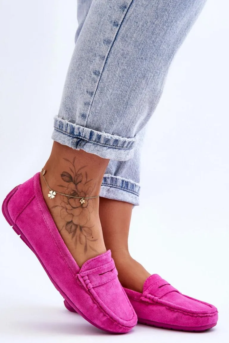 Damskie Zamszowe Mokasyny Różowe Lenvie